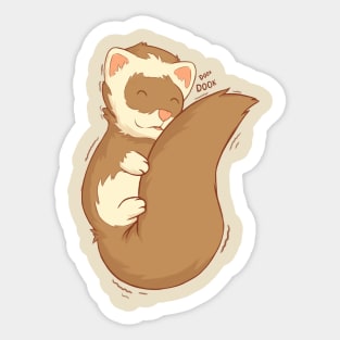 cute ferret hugging his long fluffy tail Sticker